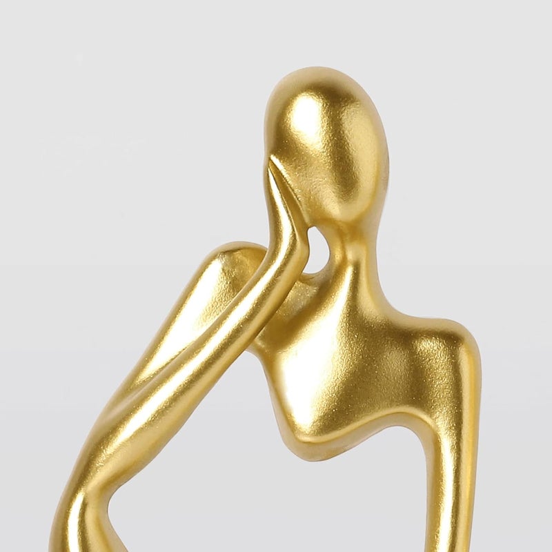 BrownLove 3pcs Golden Decor Thinker Statue Abstract Art Sculpture，Resin Collectible Figurines for Home Living Room Office Shelf Decoration - Image 5